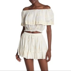 Anthropologie RAGA Ivory Angel Wing Crop Top Size S NWT